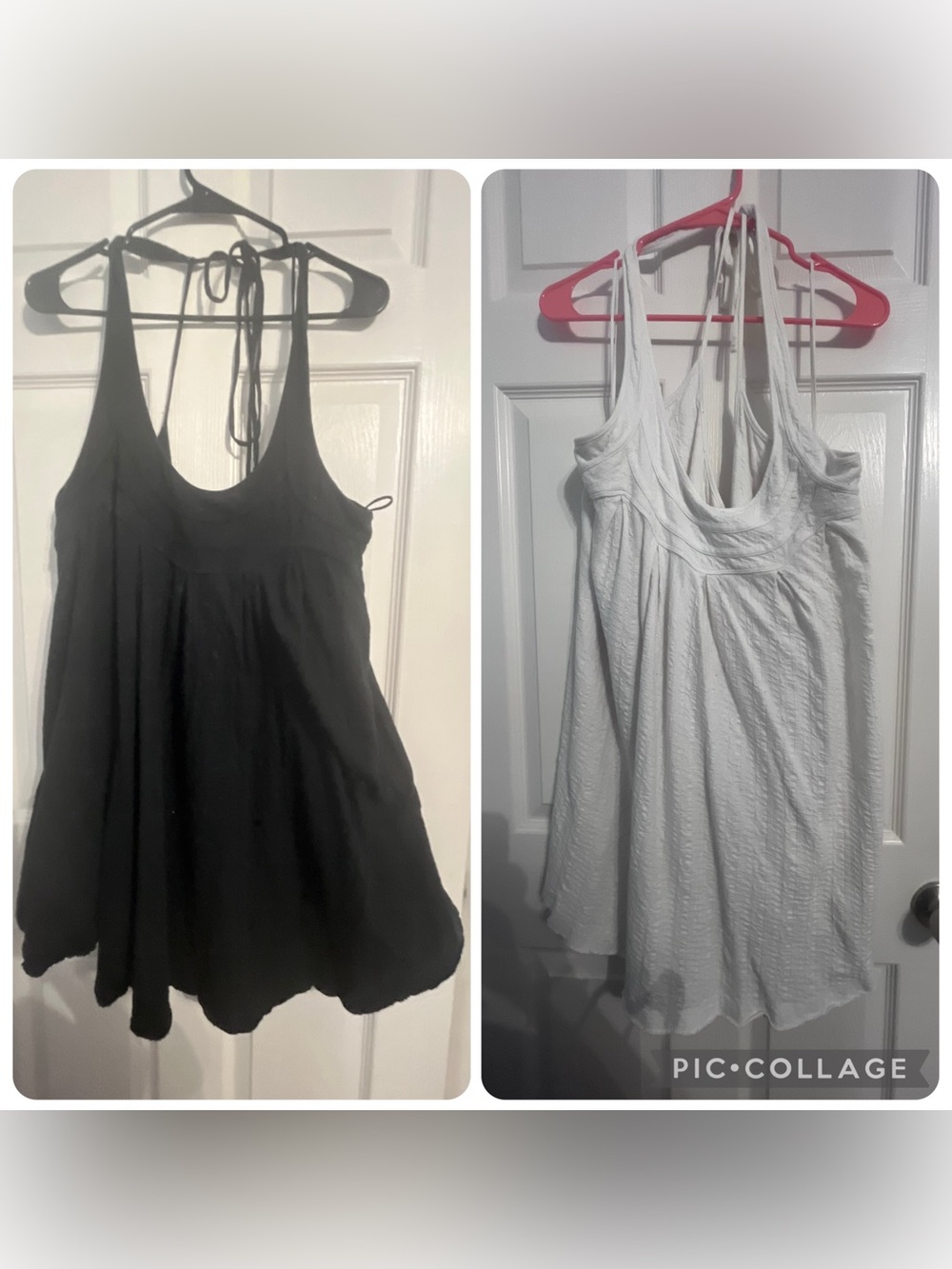 Free People x2 Tunic Mini Dress bundles Size Large Black, White Scoop Halter